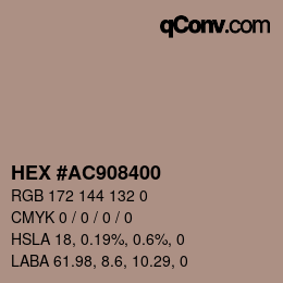Color code: HEX #AC908400 | qconv.com