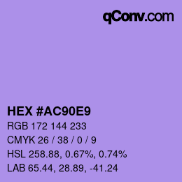 Farbcode: HEX #AC90E9 | qconv.com