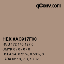 カラーコード: HEX #AC917F00 | qconv.com