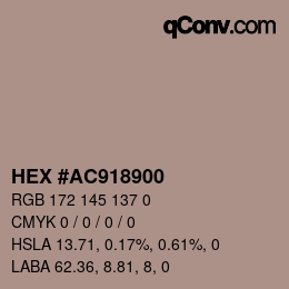 Color code: HEX #AC918900 | qconv.com