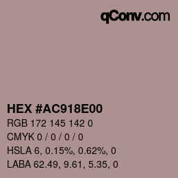 Color code: HEX #AC918E00 | qconv.com