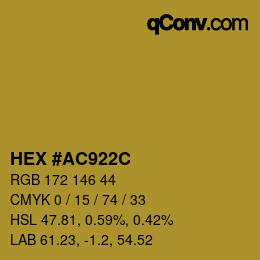 颜色代码: HEX #AC922C | qconv.com