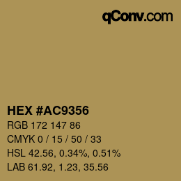 カラーコード: HEX #AC9356 | qconv.com