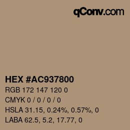 Farbcode: HEX #AC937800 | qconv.com