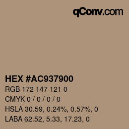 Color code: HEX #AC937900 | qconv.com