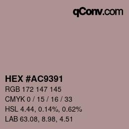 颜色代码: HEX #AC9391 | qconv.com