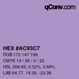 Color code: HEX #AC93C7 | qconv.com