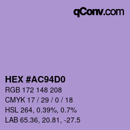 Color code: HEX #AC94D0 | qconv.com