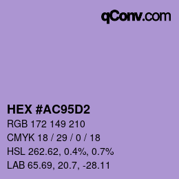 Color code: HEX #AC95D2 | qconv.com