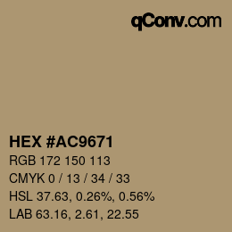 Código de color: HEX #AC9671 | qconv.com