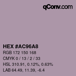 颜色代码: HEX #AC96A8 | qconv.com