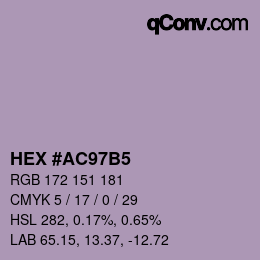 颜色代码: HEX #AC97B5 | qconv.com
