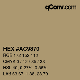 Color code: HEX #AC9870 | qconv.com