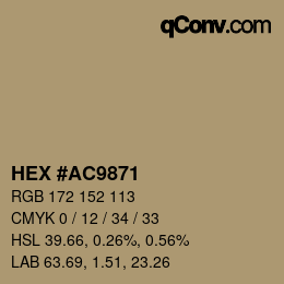 Código de color: HEX #AC9871 | qconv.com