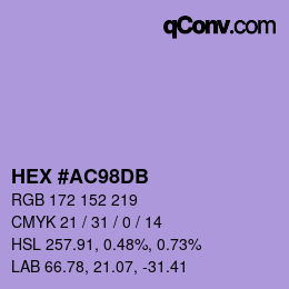 カラーコード: HEX #AC98DB | qconv.com