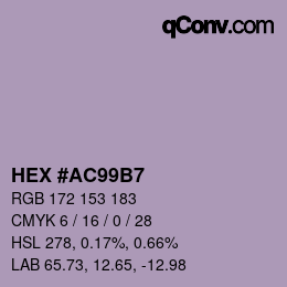 カラーコード: HEX #AC99B7 | qconv.com