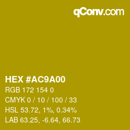 Color code: HEX #AC9A00 | qconv.com