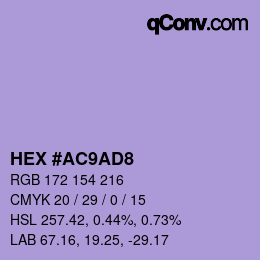 颜色代码: HEX #AC9AD8 | qconv.com