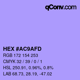 Color code: HEX #AC9AFD | qconv.com