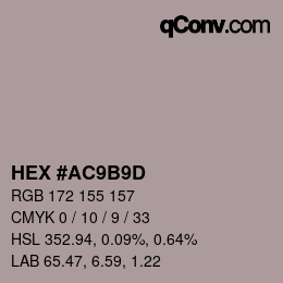 Farbcode: HEX #AC9B9D | qconv.com