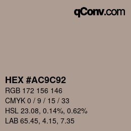 Color code: HEX #AC9C92 | qconv.com