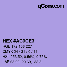 颜色代码: HEX #AC9CE3 | qconv.com