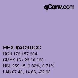 Color code: HEX #AC9DCC | qconv.com