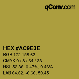 Color code: HEX #AC9E3E | qconv.com