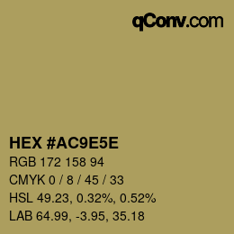 Color code: HEX #AC9E5E | qconv.com
