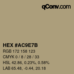 颜色代码: HEX #AC9E7B | qconv.com