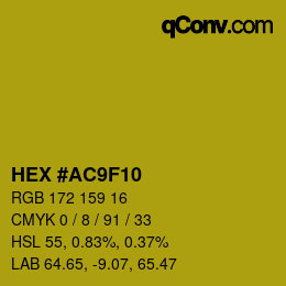 Color code: HEX #AC9F10 | qconv.com