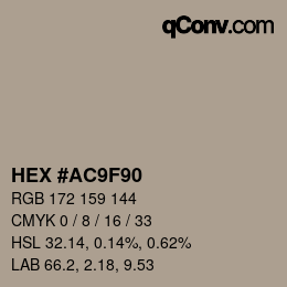 颜色代码: HEX #AC9F90 | qconv.com