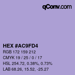 カラーコード: HEX #AC9FD4 | qconv.com