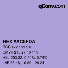 カラーコード: HEX #AC9FDA | qconv.com
