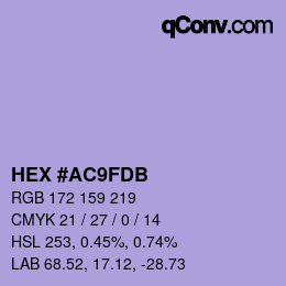 カラーコード: HEX #AC9FDB | qconv.com