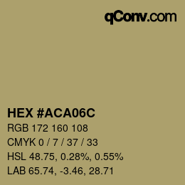 カラーコード: HEX #ACA06C | qconv.com
