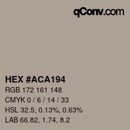 Color code: HEX #ACA194 | qconv.com