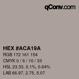 颜色代码: HEX #ACA19A | qconv.com