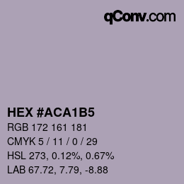颜色代码: HEX #ACA1B5 | qconv.com
