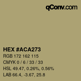 Farbcode: HEX #ACA273 | qconv.com
