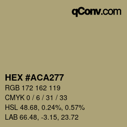 Farbcode: HEX #ACA277 | qconv.com