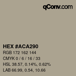 Farbcode: HEX #ACA290 | qconv.com