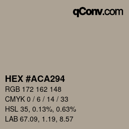 カラーコード: HEX #ACA294 | qconv.com