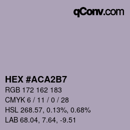 カラーコード: HEX #ACA2B7 | qconv.com