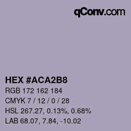 カラーコード: HEX #ACA2B8 | qconv.com