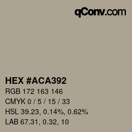 Color code: HEX #ACA392 | qconv.com