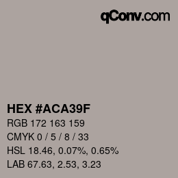 Color code: HEX #ACA39F | qconv.com