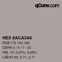 カラーコード: HEX #ACA3A0 | qconv.com