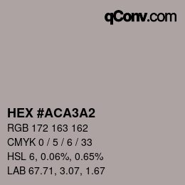 カラーコード: HEX #ACA3A2 | qconv.com