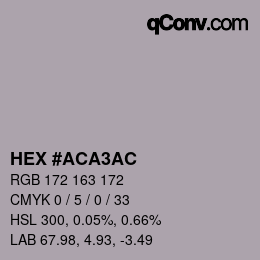 カラーコード: HEX #ACA3AC | qconv.com